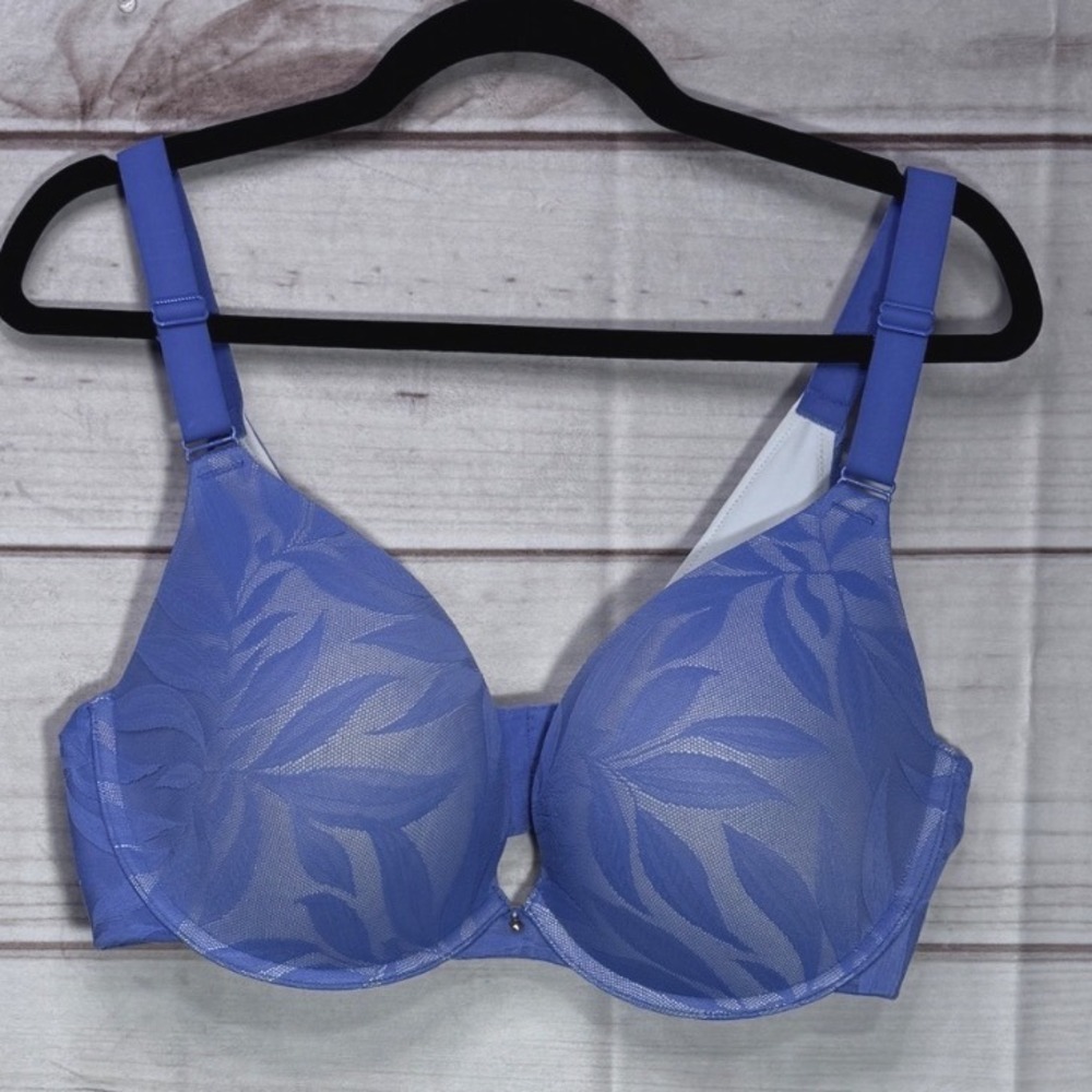 Cacique Women 38DDD Periwinkle Leaf Lace Full Coverage Underwire Bra A83824